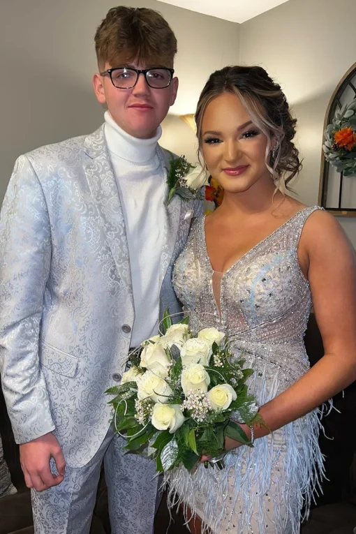 Notched Lapel White Jacquard One Button 2-Piece Men's Prom Suits
