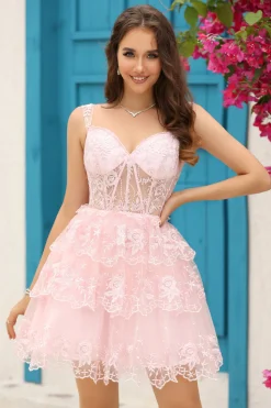 Off the Shoulder A Line Blue Corset Graduation Dress with Lace