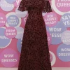 Off The Shoulder Burgundy Flower Lace Formal Dress