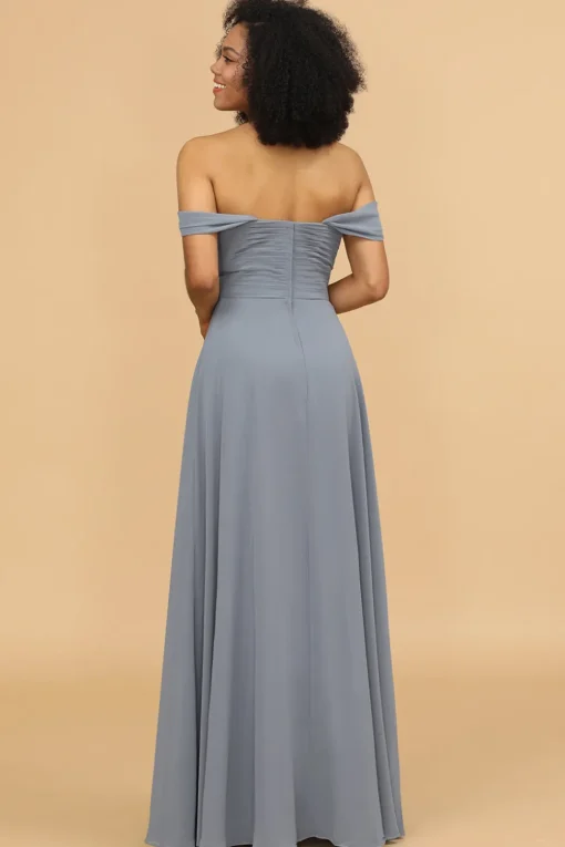 Off the Shoulder Chiffon Bridesmaid Dress