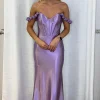 Off the Shoulder Corset Mermaid Lilac Long Prom Dress