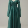 Off the Shoulder Long Sleeves Prom Dress with Ruffles