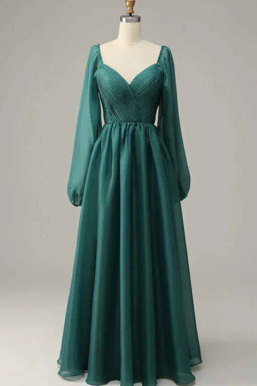 Off the Shoulder Long Sleeves Prom Dress with Ruffles