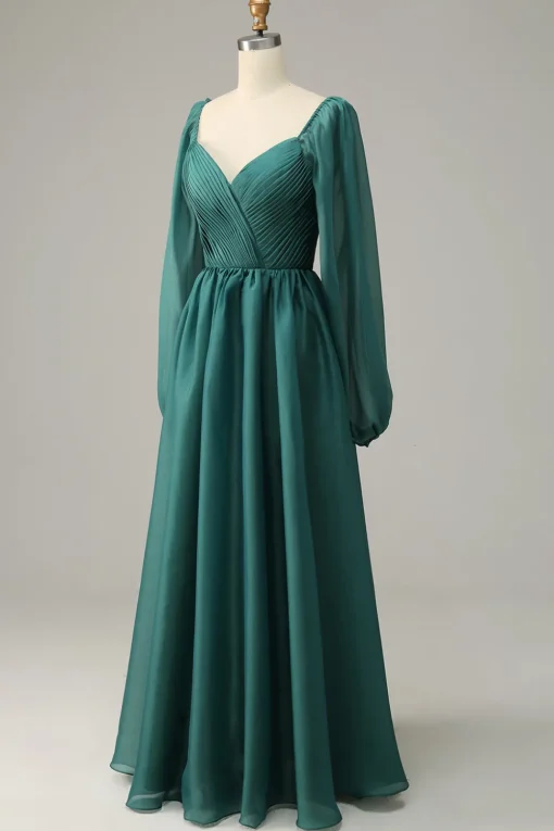 Off the Shoulder Long Sleeves Prom Dress with Ruffles