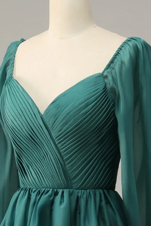 Off the Shoulder Long Sleeves Prom Dress with Ruffles