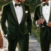 One Button 2 Pieces Shawl Lapel Dark Green Men Formal Suits