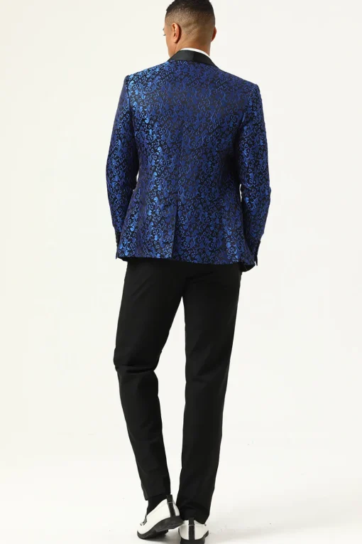 One Button Red Shawl Lapel Jacquard Men's Prom Blazer