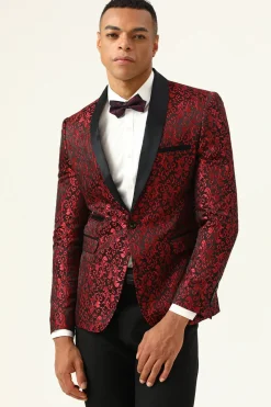 One Button White Shawl Lapel Jacquard Men's Prom Blazer
