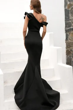 One Shoulder Mermaid Black Prom Dress