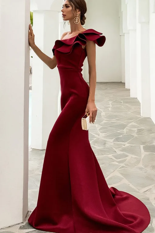 One Shoulder Mermaid Black Prom Dress