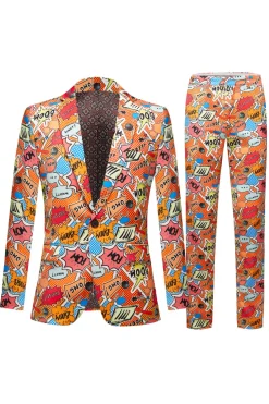 Orange Notch Lapel One Button Men's Blazer