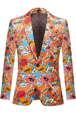Orange Notch Lapel One Button Men's Blazer