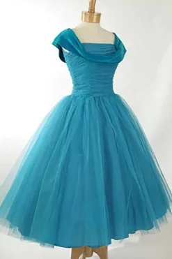 Peacock Blue Square Neck A Line Short Prom Dress