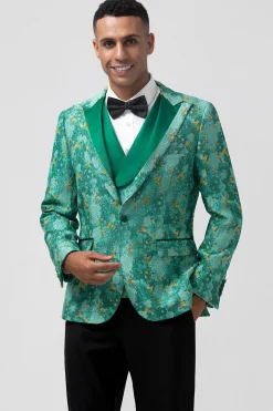 Peak Lapel Green One Button 3 Pieces Men's Prom Suits