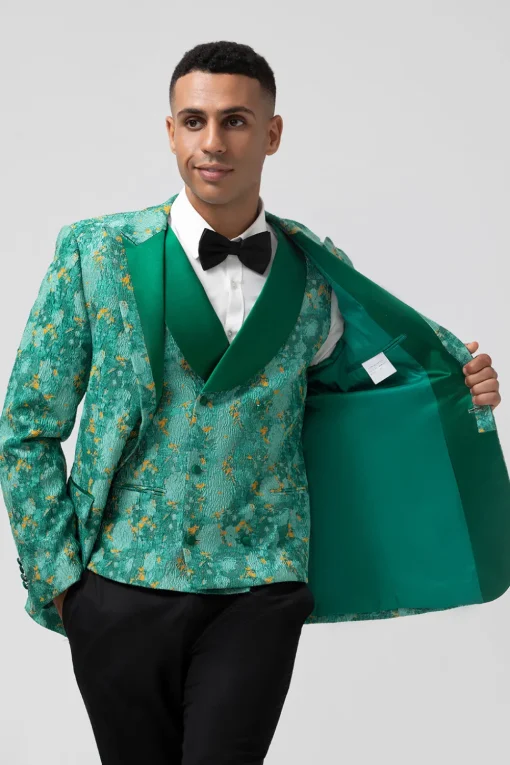 Peak Lapel Green One Button 3 Pieces Men's Prom Suits