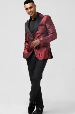 Peak Lapel Red 2 Pieces One Button Men's Prom Suits