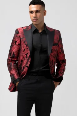 Peak Lapel Red 2 Pieces One Button Men's Prom Suits
