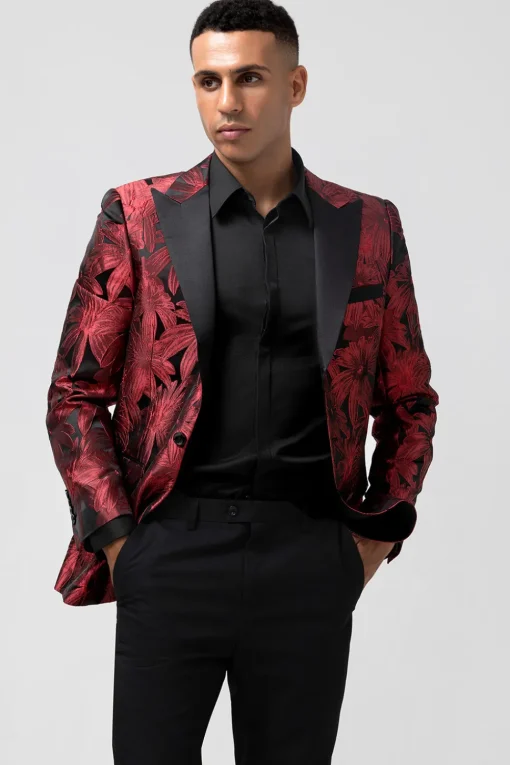 Peak Lapel Red 2 Pieces One Button Men's Prom Suits