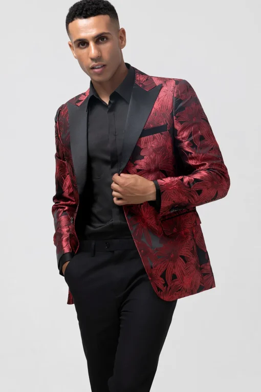 Peak Lapel Red 2 Pieces One Button Men's Prom Suits