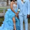 Peak Lapel Single Breasted Sky Blue Men's Prom Suits