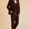 Peak Lapel Single Button Burgundy Men's Wedding Suit