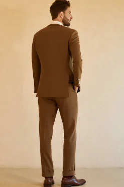 Peak Lapel Single Button Brown Men's Wedding Suits