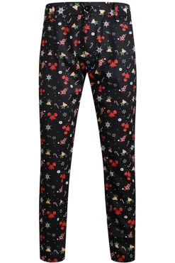 3 Pieces Black One Button Bell Cane Print Men's Christmas Suit