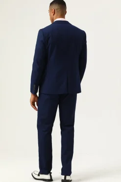 3 Pieces Navy Blue Slim Fit Casual Tuxedo Suits