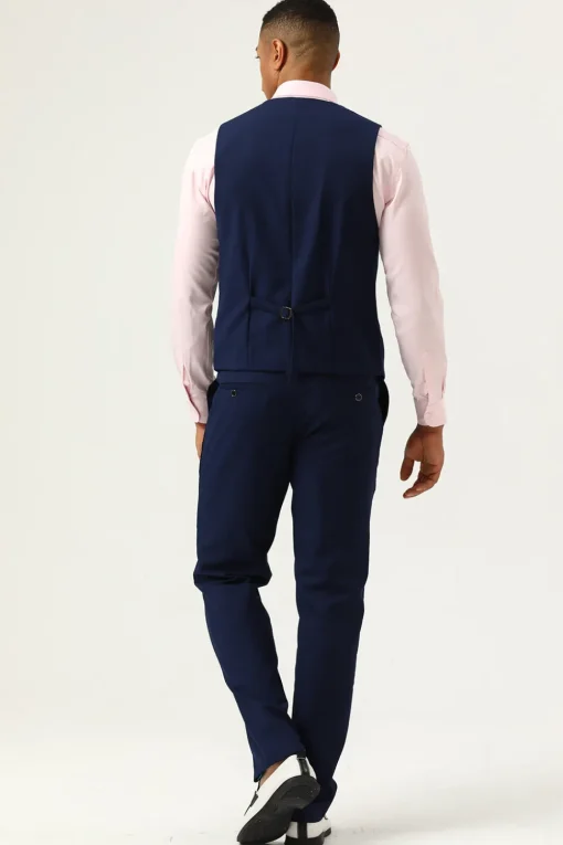 3 Pieces Navy Blue Slim Fit Casual Tuxedo Suits