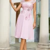 Pink Chiffon Mother of the Bride Dress with Lace