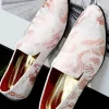 Pink Jacquard Slip-On Men's Shoes