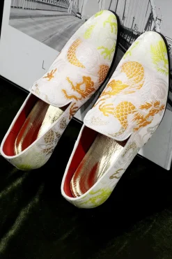 Pink Jacquard Slip-On Men's Shoes