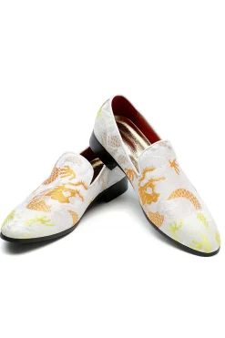 Pink Jacquard Slip-On Men's Shoes