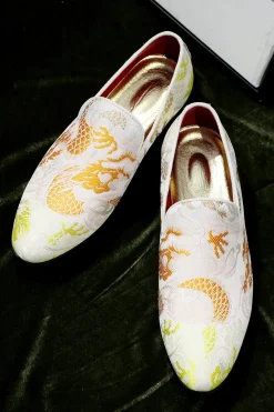 Pink Jacquard Slip-On Men's Shoes
