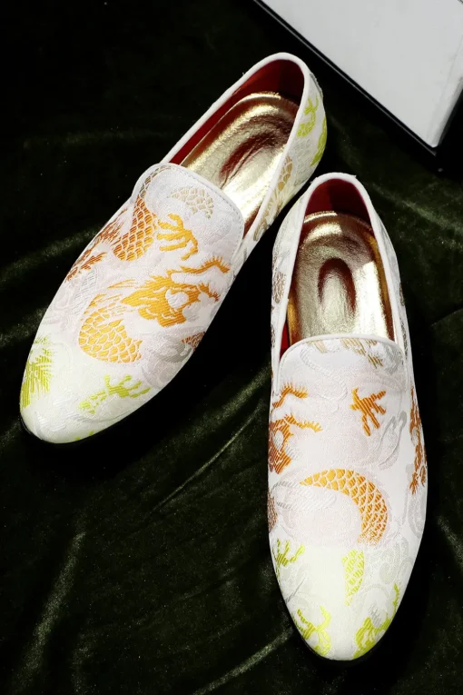 Pink Jacquard Slip-On Men's Shoes