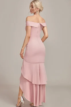 Pink Mermaid Asymmetrical Ruffled Mother of the Bride Dress