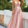 Pink Satin Prom Dress