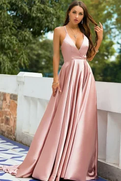 Pink Satin Prom Dress