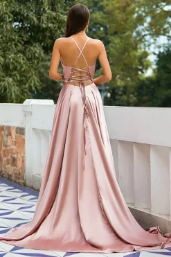 Pink Satin Prom Dress