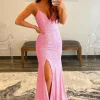 Pink Sequins Mermaid Prom Dress