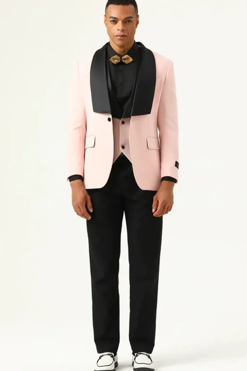 Pink Shawl Lapel 3 Piece Men's Prom Suits