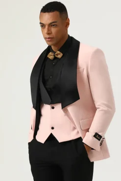 Pink Shawl Lapel 3 Piece Men's Prom Suits