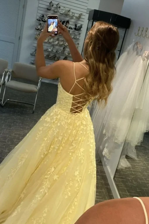 Princess Red Spaghetti Straps Prom Dress
