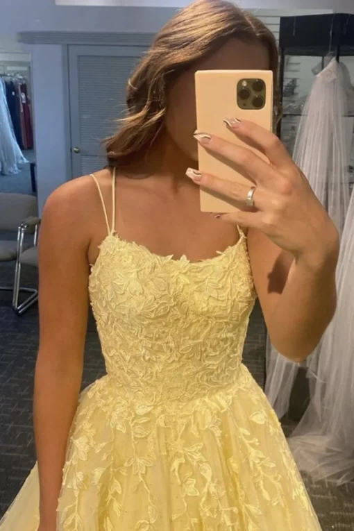 Princess Red Spaghetti Straps Prom Dress