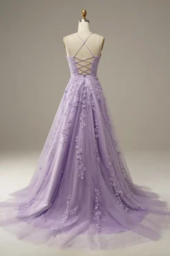 Princess Yellow Spaghetti Straps Prom Dress