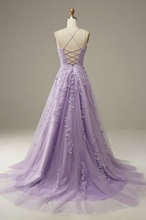 Princess Yellow Spaghetti Straps Prom Dress