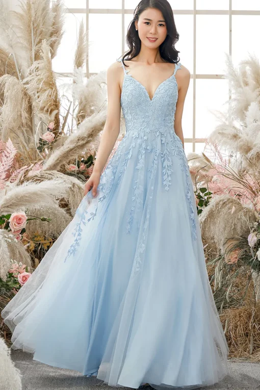 Princess Yellow Spaghetti Straps Prom Dress