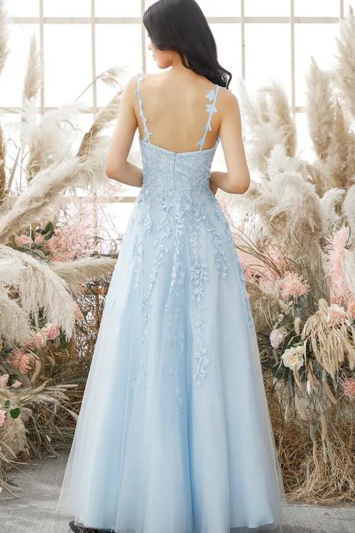 Princess Yellow Spaghetti Straps Prom Dress