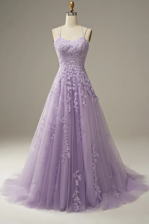 Princess Yellow Spaghetti Straps Prom Dress