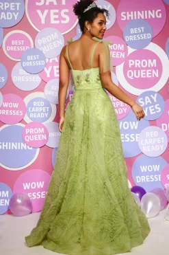 Purple A Line Tulle Princess Prom Dress With Embroidery